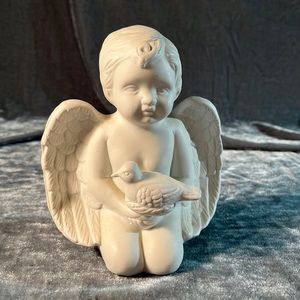 VTG Boy with Bird Angel Cherub Figurine